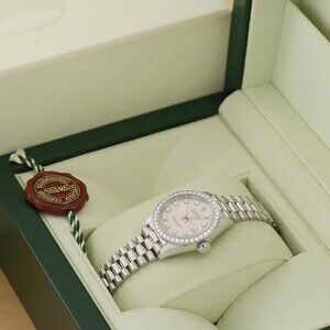 MINT Rolex Ladies President Silver Original Diamond Bezel Watch